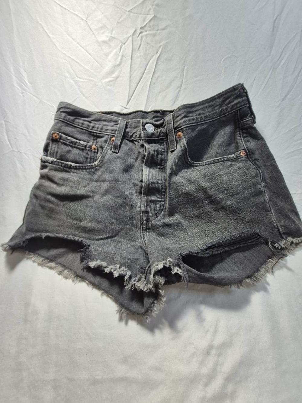 Levi's 501 Women's Black Washed Frayed Hem Denim Shorts